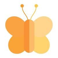 yellow butterfly insect animal in cartoon flat icon style vector