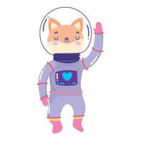 cute cat with astronaut suit space adventure galaxy cartoon
