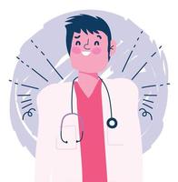 doctor personaje masculino diseño de estetoscopio médico profesional vector