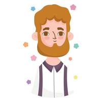 bearded man character avatar in cartoon vector