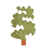 árbol de invierno con nieve verde bosque icono de dibujos animados vector