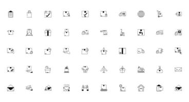 delivery cargo shipping distribution logistic icons set line style icon vector