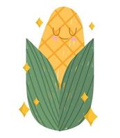 cartoon corn vegetable cheerful food mascot icon vector