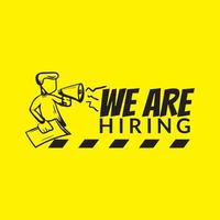 We're hiring concept. company recruiting announcement with the text on yellow background vector