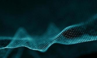 Digital data technology wave. Particle sound wave concept. Big data and data science wave background. photo