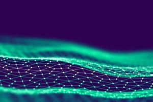 Network technology background. Futuristic tech blue background. Low poly 3d wire. Ai artificial intelligence. Scy fi space illustration photo