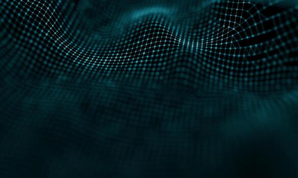 Digital data technology wave. Particle sound wave concept. Big data and data science wave background. photo