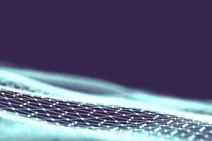 Network technology background. Futuristic tech blue background. Low poly 3d wire. Ai artificial intelligence. Scy fi space illustration photo