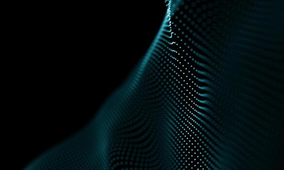 Digital data technology wave. Particle sound wave concept. Big data and data science wave background. photo