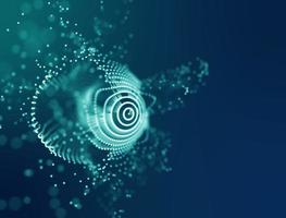 Abstract blue 3d Illuminated distorted Mesh Sphere. Elegant Abstract Destroyed Sphere. Big data visualization. photo