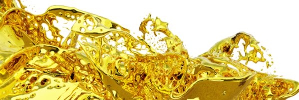 3d renderizado, salpicaduras de líquidos dorados, fondo fluido abstracto png
