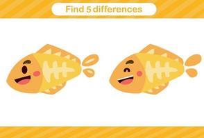 Find five differences of animal Education game for kids Educational page vector