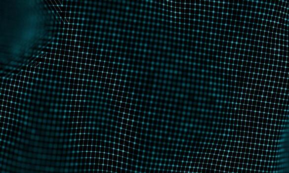 Digital data technology wave. Particle sound wave concept. Big data and data science wave background. photo