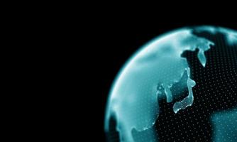 globo digital 3d. tecnología de internet mundial global. concepto de comunicación planeta de fondo abstracto. diseño de conexión de luz azul. mapa moderno de la red de datos grandes. viaje de trabajo foto