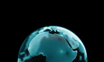 Digital globe 3d. Global world internet technology. Communication concept abstract background planet. Blue light connection design. Big data network modern map. Travel business photo