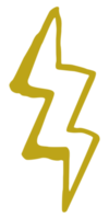relâmpago, eletricidade, trovão e símbolo de ícone de flash de iluminação de parafuso. ilustração ingênua de relâmpago para logotipo ou elemento de design gráfico. formato png