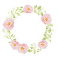 watercolor pink rose bouquet wreath frame for banner or logo png