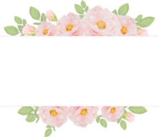 aquarellrosa rosenstrauß auf quadratischem rahmen für banner oder logo png