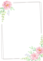 couronne de bouquet de fleurs rose et pivoine rose avec cadre png