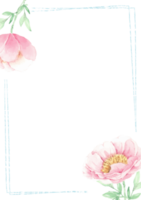 couronne de bouquet de fleurs rose et pivoine rose avec cadre png