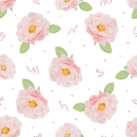 watercolor pink english rose with rose gold glitter seamless pattern for paper or fabric png