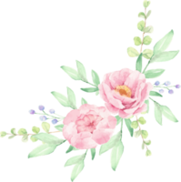 composizione di bouquet di fiori di peonia rosa acquerello png