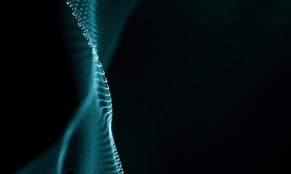 Digital data technology wave. Particle sound wave concept. Big data and data science wave background. photo