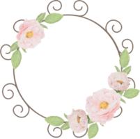 marco de flor de rosa rosa acuarela para boda día de la madre de san valentín o cumpleaños png
