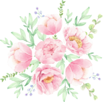 watercolor pink peony flower bouquet arrangement png