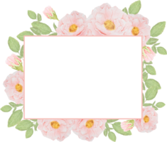 watercolor pink rose bouquet on square frame for banner or logo png