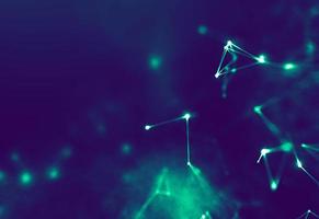 Abstract Blue Geometrical Particles on Purple Background . Connection structure. Science blue background. Futuristic Technology HUD Element . onnecting dots and lines . Big data and Business photo