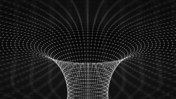 Abstract 3d Surface Looks Like Funnel. Futuristic Technology Style. Perspective Grid Background Texture. Illustration. Futuristic 3d portal. Space-time portal 3d visualization. Wireframe tunnel. photo