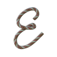 Glossy Candy Cane Text Typeface E png