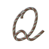 Glossy Candy Cane Text Typeface Q png