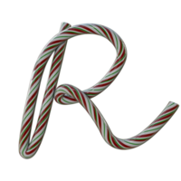 Glossy Candy Cane Text Typeface R png