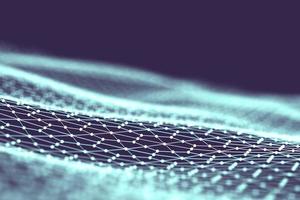 Network technology background. Futuristic tech blue background. Low poly 3d wire. Ai artificial intelligence. Scy fi space illustration photo