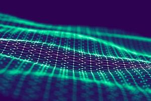 Network technology background. Futuristic tech blue background. Low poly 3d wire. Ai artificial intelligence. Scy fi space illustration photo