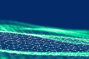 Background 3d grid.Cyber technology Ai tech wire network futuristic wireframe. Artificial intelligence . Cyber security background illustration photo