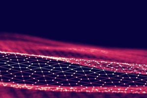 Network technology background. Futuristic tech blue background. Low poly 3d wire. Ai artificial intelligence. Scy fi space illustration photo