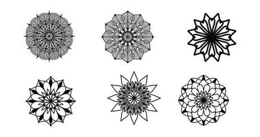 establecer mandala, mandala negro, fondo de diseño de mandala ornamental de lujo, diseño de mandala, diseño de papel tapiz de arte de libro de colorear de patrón de mandala, patrón de mosaico, mandala en blanco y negro, islam, árabe, indio vector