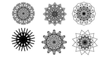 establecer mandala, mandala negro, fondo de diseño de mandala ornamental de lujo, diseño de mandala, diseño de papel tapiz de arte de libro de colorear de patrón de mandala, patrón de mosaico, mandala en blanco y negro, islam, árabe, indio vector