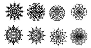 establecer mandala, mandala negro, fondo de diseño de mandala ornamental de lujo, diseño de mandala, diseño de papel tapiz de arte de libro de colorear de patrón de mandala, patrón de mosaico, mandala en blanco y negro, islam, árabe, indio vector