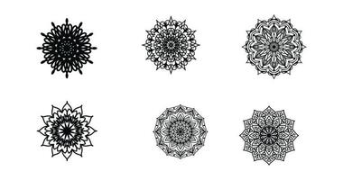 establecer mandala, mandala negro, fondo de diseño de mandala ornamental de lujo, diseño de mandala, diseño de papel tapiz de arte de libro de colorear de patrón de mandala, patrón de mosaico, mandala en blanco y negro, islam, árabe, indio vector