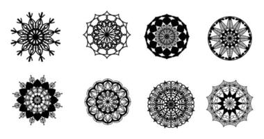 establecer mandala, mandala negro, fondo de diseño de mandala ornamental de lujo, diseño de mandala, diseño de papel tapiz de arte de libro de colorear de patrón de mandala, patrón de mosaico, mandala en blanco y negro, islam, árabe, indio vector