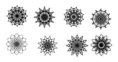 establecer mandala, mandala negro, fondo de diseño de mandala ornamental de lujo, diseño de mandala, diseño de papel tapiz de arte de libro de colorear de patrón de mandala, patrón de mosaico, mandala en blanco y negro, islam, árabe, indio vector