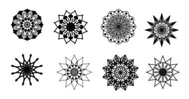 establecer mandala, mandala negro, fondo de diseño de mandala ornamental de lujo, diseño de mandala, diseño de papel tapiz de arte de libro de colorear de patrón de mandala, patrón de mosaico, mandala en blanco y negro, islam, árabe, indio vector