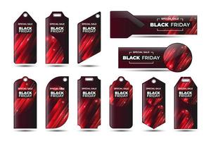 Black Friday Price Tag with Red Abstract Graphic Collection vector