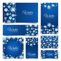 Blue Banner with Snowflake Background Collection vector