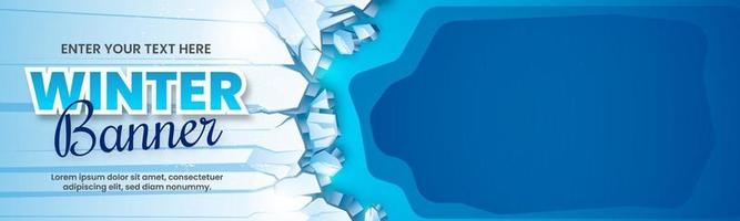 Winter Banner with Text Space on Realistic Ice Cracks vector