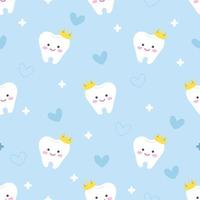 Seamless pattern with cute tooth. vector